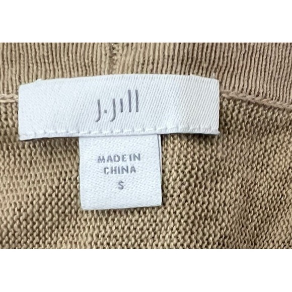 J. JILL Linen Blend Womens Sz S Beige Open Cardigan Side Slit 3/4 Sleeve Fray - Picture 6 of 9